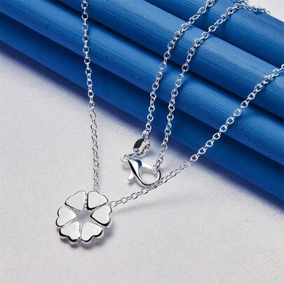 1 pieza Collar de plata de ley 925 con colgante de flor en forma de corazón, joya de lujo para mujer, regalo de moda para cumpleaños, Navidad, boda y fiesta