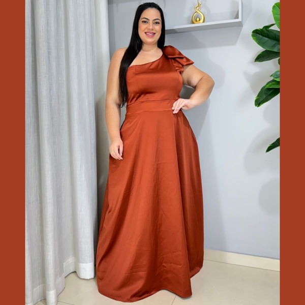 Holy Lia Vestido Festa Longo Feminino Plus Size De Um Ombro Só Laço Envios 24h G1 G2 G3