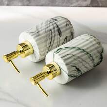 1 pieza Dispensador de jabón cerámico de 350ml con bomba rellenable para jabón líquido, champú, gel de ducha, jabón de manos, acondicionador, detergente de cocina, botella dispensadora de loción para el baño, hotel, hogar, cocina, lavadora - Accesorios de moda para el hogar