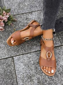 Nuevas sandalias planas de moda 2025 para mujeres, zapatos cómodos, ligeros, con suela antideslizante y suave - Marrón - Ver 3
