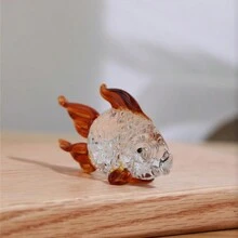 1 pieza Figurita de pez de cristal dorado - Austicioso y Bendecido, Adecuado para decoración del hogar, escritorio de oficina, regalo de Año Nuevo, regalo del Día de San Valentín, regalo festivo