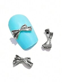 10 件套简约蝴蝶结美甲装饰 3D 金属蝴蝶指甲钉 女士指甲 - 彩色 - 查看 5