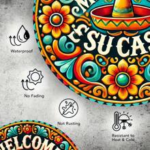 1 pieza de Letrero de bienvenida de metal "Mi Casa Su Casa" - Decoración de pared de arte popular mexicano floral de 8x8 pulgadas - Pieza de arte de metal, apta para el hogar, oficina, dormitorio, cocina, comedor, bar - Regalo de inauguración de la casa fácil de colgar (estilo de agujero aleatorio), decoración del hogar, decoración de habitación, decoración de pared