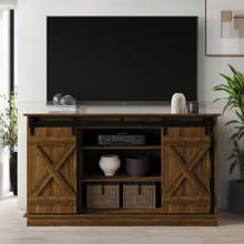 Consola vintage para TV de 54", apta para TVs de hasta 65", color marrón - Marrón - Ver 1