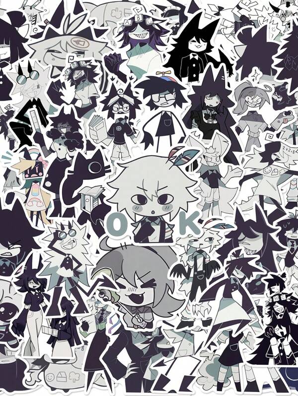 50pcs FPE/Fundamental Paper Education Cartoon Character Stickers, Waterproof PVC Material, Suitable For Decorating Laptops, Headphones, Motorcycle Helmets, Cars, Gift Boxes, Labels, Envelopes, Doodles, Guitars, Notebooks, Luggage, DIY Crafts, Planners