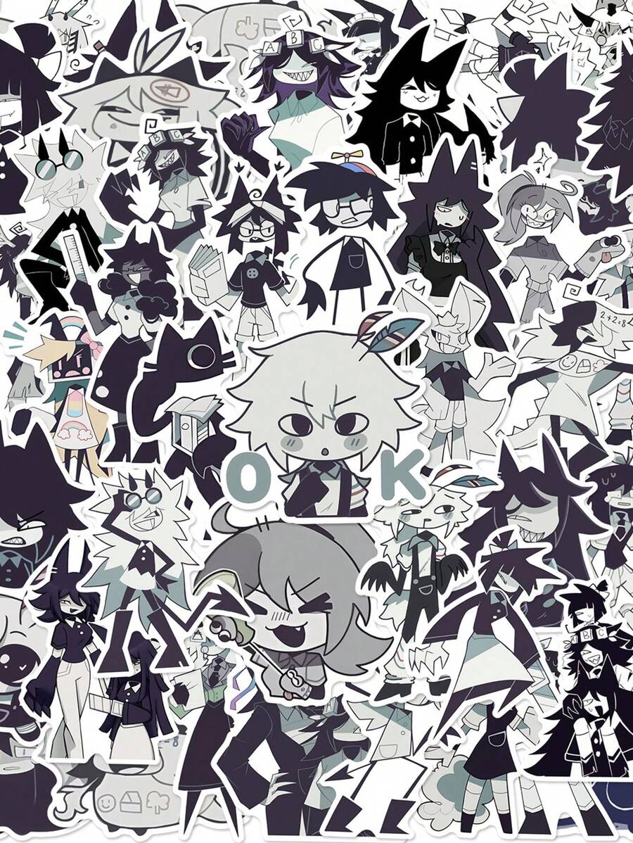 50 件 FPE/基础纸教育卡通人物贴纸，防水 PVC 材料，适用于装饰笔记本电脑、耳机、摩托车头盔、汽车、礼品盒、标签、信封、涂鸦、吉他、笔记本、行李箱、DIY 工艺品、规划师 - 50PCS - 查看 1