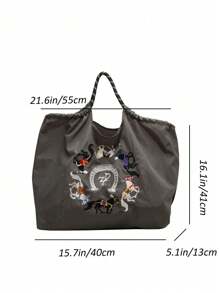 3 种尺寸包包,复古时尚手提包,大容量可重复使用购物袋,女士新款刺绣手提包,高端单肩包。配套刺绣包包、手提包、链条包、夏日节日礼物。适合女士、旅行、工作和办公室、舞会、派对、周末和假期、旅行度假必备品 - 彩色 - 查看 7