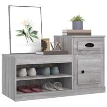 Sleek Grey Engineered Wood Shoe Cabinet Spacious Storage Solution 100x40 Cm - Grey - View 3