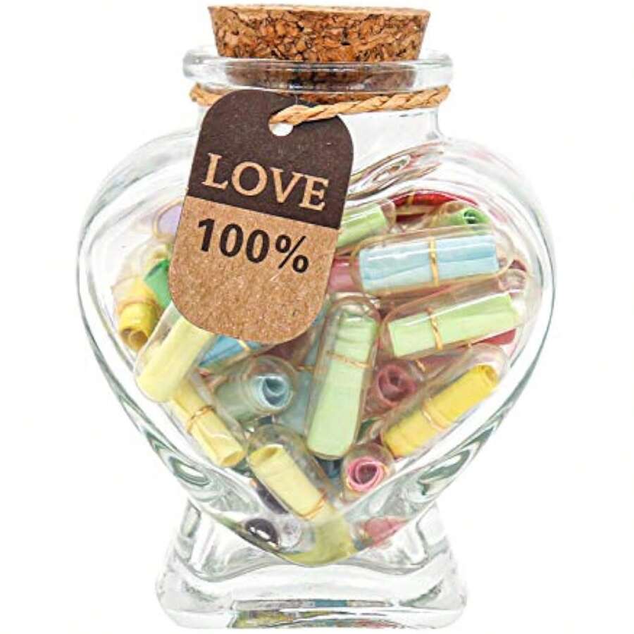 Capsule Letters Message In A Bottle Cute Things Gifts For Boyfriend/Girlfriend,Capsule Pills Love Message Note In A Glass Bottle,Cute Love Pills Smiling Face Love Friendship Letter With Wishing Bottle,Valentines Day Love Capsule Letters Romantic Paper Love Message, Love Letter For Anniversary, Birthday,Valentines Day, Christmas Gift, Xmas Gifts