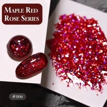 15ml Esmalte de Unhas Série Sequin Rosa Vermelha da Nail Za, Esmalte de Unhas Vermelho Sequin Brilhante Explodir, Cola de Gliter Branca para Unhas, Comum Usado em Salão de Beleza