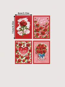 20张手工制作的520情人节贺卡，花店花束卡片，情侣爱情卡片，生日礼盒装饰标签 - 彩色 - 查看 6