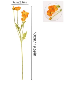 1 件植绒橙色罂粟花人造花，人造花装饰，适用于婚礼、派对、家居、摄影道具 - 橘色 - 查看 7