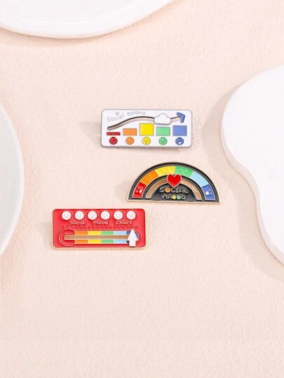 1 件社交能量级别情绪多变可爱滑动胸针/徽章