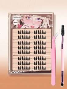 80 pièces Faux cils en poils de vison artificiel faits à la main, style L, 0,07 mm, 11-14 mm, réutilisables sans colle - Maillard - Boucle épaisse, bouclée, fine, aspect naturel pour tous les jours, noir, convient aux débutants pour un usage quotidien