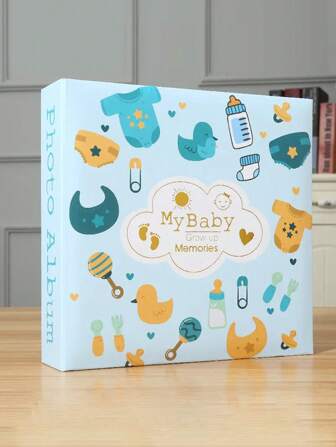 1 件婴儿成长照片收纳册，6 英寸，200 口袋相册，手写相册，平背纸芯口袋婴儿淋浴复活节礼物，适合女孩/男孩