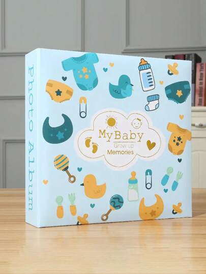 1 件婴儿成长照片收纳册，6 英寸，200 口袋相册，手写相册，平背纸芯口袋婴儿淋浴复活节礼物，适合女孩/男孩
