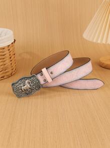 Retro Western Style Floral Print Fashion Belt Summer, School Fall, Autumn, Halloween - Pink - View 3