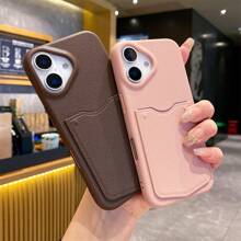 1 szt. Minimalistyczny różowy etui na karty do telefonu kompatybilny z iPhone 16 Pro Max, 15, 14, 13, odporna na wstrząsy osłona ochronna