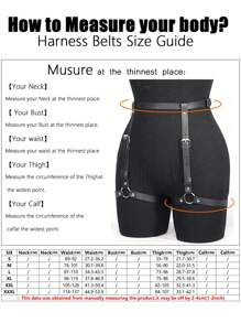 1件装女士哥特式性感身体链腰带腿部束缚带，适合万圣节派对或日常穿搭搭配 - 黑色 - 查看 5