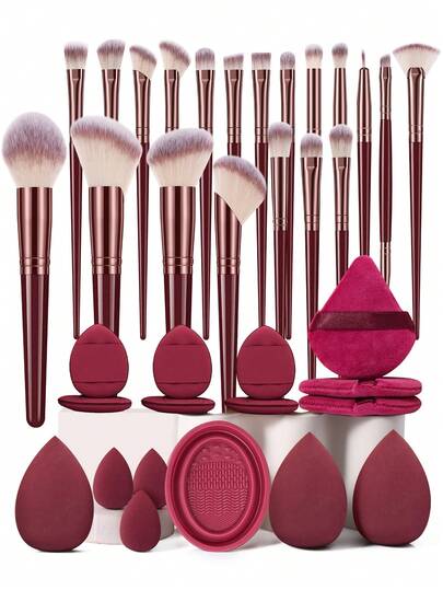 36pcs Makeup Brush & Sponge Tool Full Set. Includes 20pcs Face Makeup Brush Set, Such As Powder Brush, Blush Brush, Foundation Brush (Finger Grip), Contour Brush, Concealer Brush, Highlighter Brush, Etc. Makeup Brush Set, Makeup Brush Set, Makeup Brush Set, Complete Makeup Brushes, Makeup Set, Makeup Gift Set.