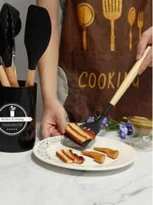 12 piezas Juego de cucharas de cocina de silicona con mango de madera, resistentes a altas temperaturas. Espátula de silicona, utensilios de cocina con contenedor de almacenamiento para utensilios antiadherentes. Juego de herramientas de cocina completo para entusiastas de la cocina.