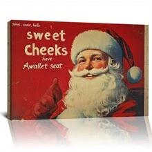 Humorous Santa Canvas Wall Art, Perfect Quirky Decor For Office And Cafe - Framed - View 1