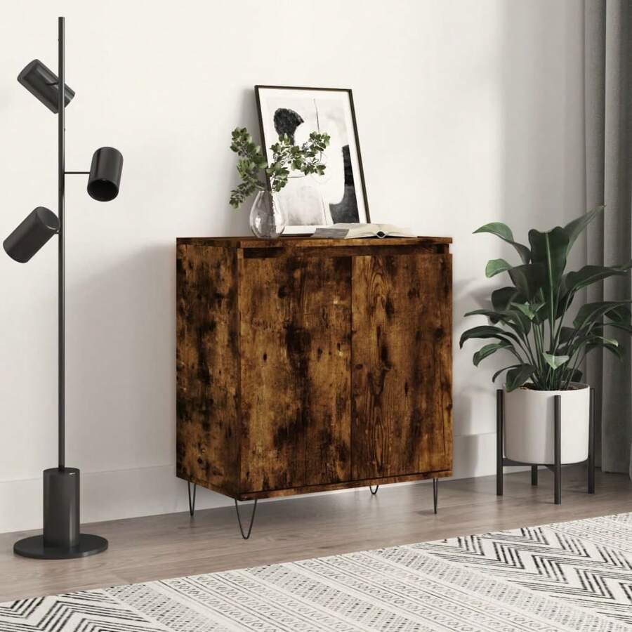 Stylish Smoked Oak Sideboard 65x70 Cm Modern Engineered Wood Storage Cabinet - Brown - View 1