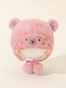 1pc Baby Winter Earflap Hat, Cute Toddler Plush Warm Trapper Cap For Boys & Girls, Autumn/Winter - 1PC - View 6