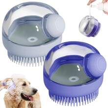1 buah Sikat Mandi Pijat Perawatan Hewan Peliharaan dengan Dispenser Sabun dan Sampo, Sikat Mandi Silikon Lembut untuk Anjing & Kucing Berbulu Panjang, Mudah Digunakan untuk Pembersihan Cepat dan Mendalam - MultiWarna - View 2