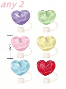 2 szt. Kolorowe, faliste wieczka w kształcie serca, wielokrotnego użytku silikonowe wieczka pasujące do kubków 30 oz i 40 oz, pyłoszczelne, pasujące do słomek 10 mm, akcesoria do kubków, kreatywne dekoracje ze słomek, odpowiednie na Walentynki, Boże Narodzenie, prezenty na Halloween, prezenty urodzinowe dla mężczyzn i kobiet