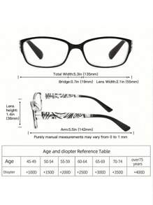 Boho 4pcs/Set Fashion Glasses Presbyopia Glasses Readers For Women Retro Printed Square Frame Spring Hinge Optical Eyeglasses 1X 1.5X 2X 2.5X 3X 3.5X 4X Accessories For Women Glasses