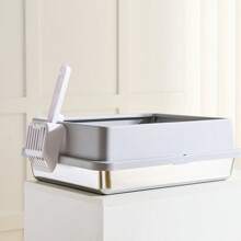 1 件不锈钢猫砂盆，大容量高围栏开放式设计防溅盖深半封闭猫砂盆