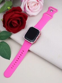 Tương thích với bộ dây đeo và vỏ đồng hồ Apple Bộ kết hợp thời trang, thể thao, mềm mại và thoải mái Khóa đinh tán Dây đeo silicon + Vỏ máy tính chống rơi và chống trầy xước đính đá sáng bóng có tích hợp màng kính cường lực Tương thích với Apple Watch 38/40/41/42/44/45/46/49mm Vỏ dây đeo thay thế Tương thích với Apple Watch Series Ultra/11/10/9/8/7/6/5/4/3/Se dành cho nữ - Búp bê barbie màu hồng - Xem 6