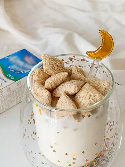 4 件玻璃搅拌棒，月亮搅拌器，用于混合饮料、咖啡、蜂蜜水、月亮回到学校