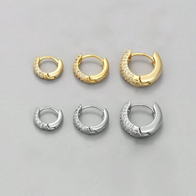 1 Pair 12mm-16mm Cubic Zirconia Earrings, 925 Sterling Silver Material, Minimalist Casual Women Earrings, High-Quality Jewelry Gift, Holiday/Birthday Gift, Suitable For Daily Wear