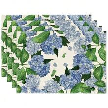 Decoração de mesa de primavera com borboleta de hortênsia aquarela, jogo americano de mesa com flor de caminhão xadrez de búfalo azul-claro, preto e branco, jogo americano chinês de primavera com ervas e flores silvestres azuis, conjunto de 4 peças, jogo americano de mesa de primavera vintage, perfeito para decoração de refeições de cozinha de festa - multicolorido - Ver 20