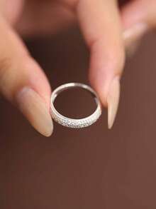 2 件情侣戒指女豪华大气莫桑石结婚戒指 S925 纯银时尚婚礼珠宝情侣礼物莫桑证书和礼盒 - 2ct疊帶圓鑽戒 - 查看 4