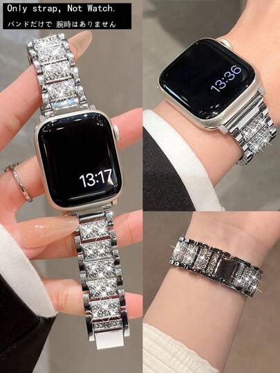 1条银色金属表带，兼容 38mm、40mm、41mm、42mm、44mm、45mm、46mm、49mm，女士闪亮珠宝表带，适用于S10/9，水钻复古表带，金属表带，S8女士Ultra2，适用于SE9/8/7/6/5/4/3/2/1 Apple Watch8，水钻女孩第七代新款SE奢华不锈钢表带，夏季配饰