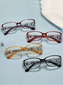 Boho 4pcs/Set Fashion Glasses Presbyopia Glasses Readers For Women Retro Printed Square Frame Spring Hinge Optical Eyeglasses 1X 1.5X 2X 2.5X 3X 3.5X 4X Accessories For Women Glasses