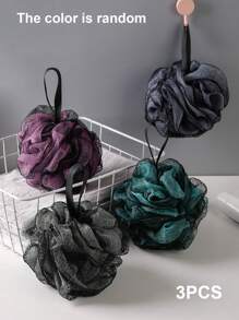 3 pezzi di spugne da bagno in rete morbide, palline da bagno per esfoliare e fare schiuma, colori casuali