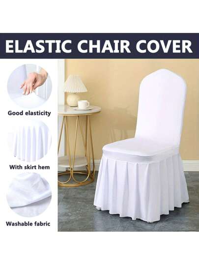 1/6/12pcs Premium Stretch Spandex Chair Cover With Skirt - Elastic, Detachable, Pleated Skirt Chair Cover Hotel Universal Wedding Banquet Stretchy Chair Cover Conference Wedding Stool Cover, Washable And Protective - Perfect For Hotels, Weddings, Parties And Home Decor