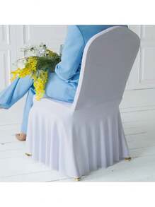 1/6/12pcs Premium Stretch Spandex Chair Cover With Skirt - Elastic, Detachable, Pleated Skirt Chair Cover Hotel Universal Wedding Banquet Stretchy Chair Cover Conference Wedding Stool Cover, Washable And Protective - Perfect For Hotels, Weddings, Parties And Home Decor - White - View 8