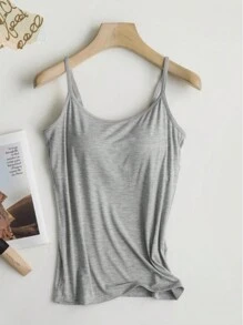 Women's Strappy Tank Top, Plain Basic Blouse Strappy Blouse, Plain Basic Tank Top - Grey - View 1