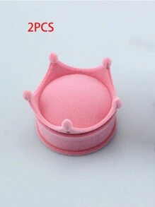 1 pieza/2 piezas/6 piezas Caja de anillo con corona y caja de regalo de collar de anillo, de vuelta a la escuela - Rosa - Ver 14