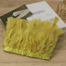 1 yarda de Ribete de tela con plumas de pavo totalmente emplumadas de estilo clásico, accesorio DIY hecho a mano y colorido para decoración de Halloween, fiesta festiva, boda, disfraz de baile, bolso, tocado, decoración de manga