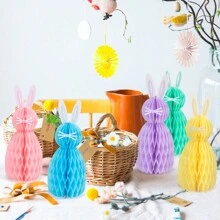 5pcs Easter Bunny Honeycomb DIY Desktop Decor Set, Suitable For Spring Easter Decoration, Birthday Party, Rabbit Theme Party, Garden Party, Egg Hunt, Easter Bunny Table Decor, Home Easter Decoration, Hanging Easter Honeycomb Decor - Nhiều màu - Xem 5