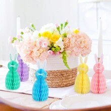 5pcs Easter Bunny Honeycomb DIY Desktop Decor Set, Suitable For Spring Easter Decoration, Birthday Party, Rabbit Theme Party, Garden Party, Egg Hunt, Easter Bunny Table Decor, Home Easter Decoration, Hanging Easter Honeycomb Decor - Nhiều màu - Xem 6