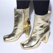 Womens Block Heel Ankle Bootie - Gold - View 4