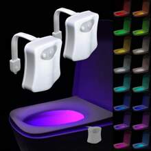 1pc/2pcs Motion Sensor Toilet Night Light, 8-Color Changing LED Illumination, Suitable For Nursery Bathroom Toilet, Smart Sensor Lamp, Cool And Interesting Night Light For Teens, Girls, Boy And Girl Gift