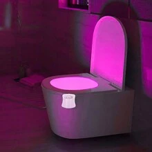 1pc/2pcs Motion Sensor Toilet Night Light, 8-Color Changing LED Illumination, Suitable For Nursery Bathroom Toilet, Smart Sensor Lamp, Cool And Interesting Night Light For Teens, Girls, Boy And Girl Gift